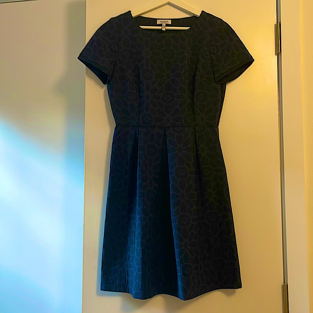 Navy blue patterned cocktail dress